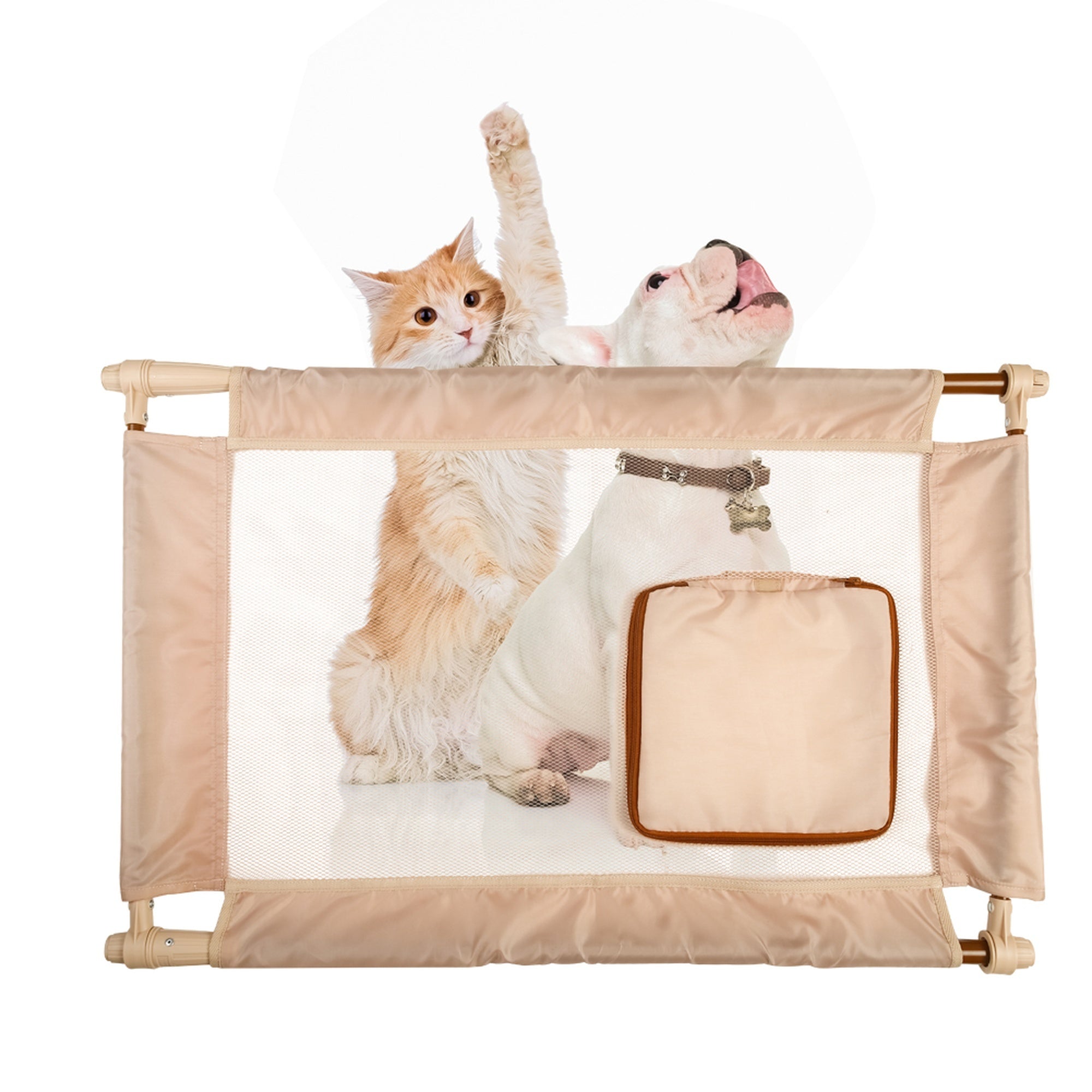 Pet Life ® 'Porta Gate' Anti-Drilling Nylon Mesh Collapsible Folding Travel Safety Pet Cat Dog Gate w/ Zippered Entrance - Image 24