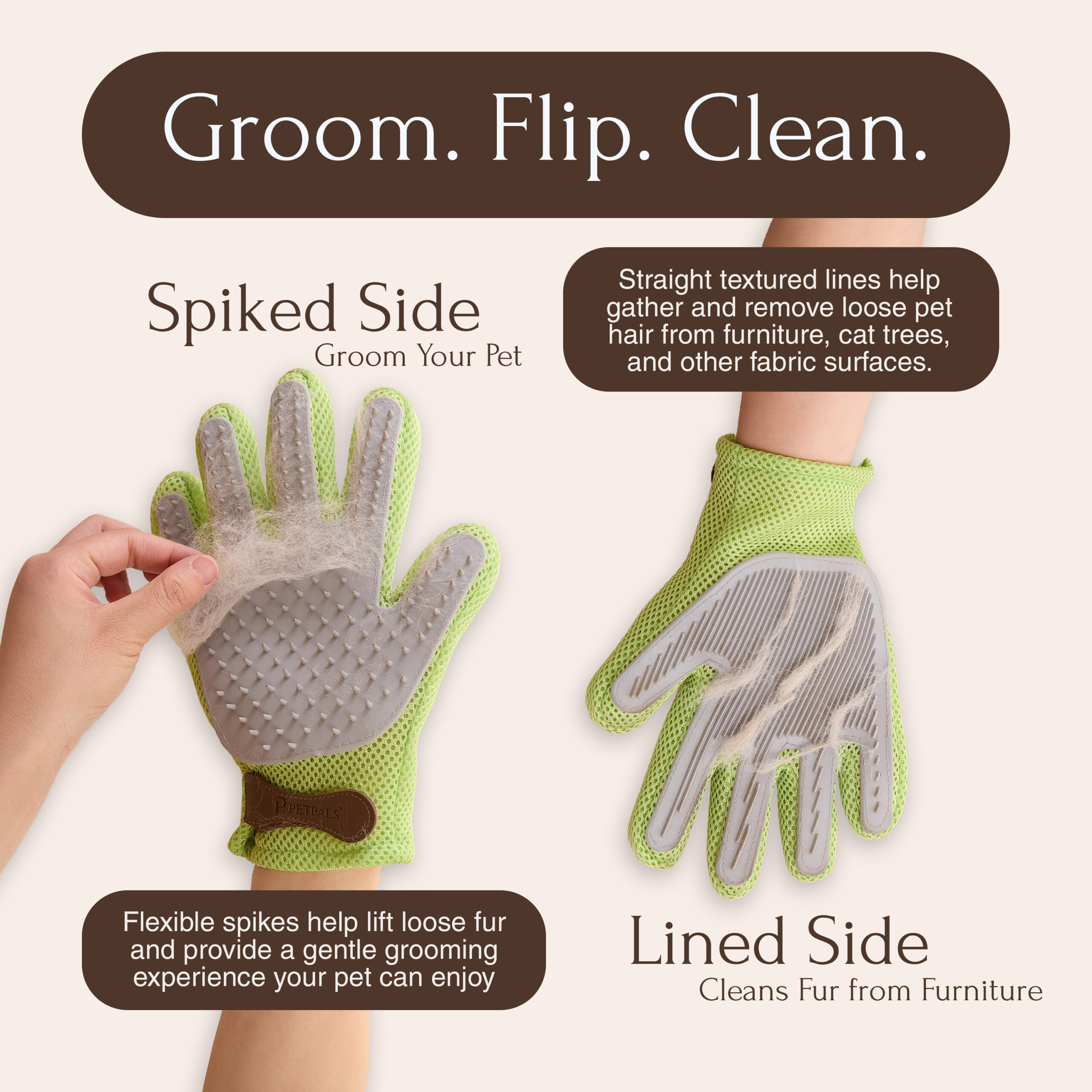 PetPals Massaging & Shedding Glove - 12"H, Reusable, Small, - Image 6