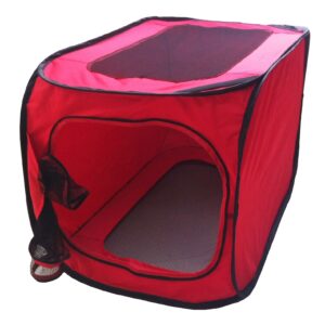 Pet Life ® 'Elongated Camping' Rectangular Mesh Wire-Folding Collapsible Travel Lightweight Pet Dog Crate Tent w/ Built-in Bottle Holder