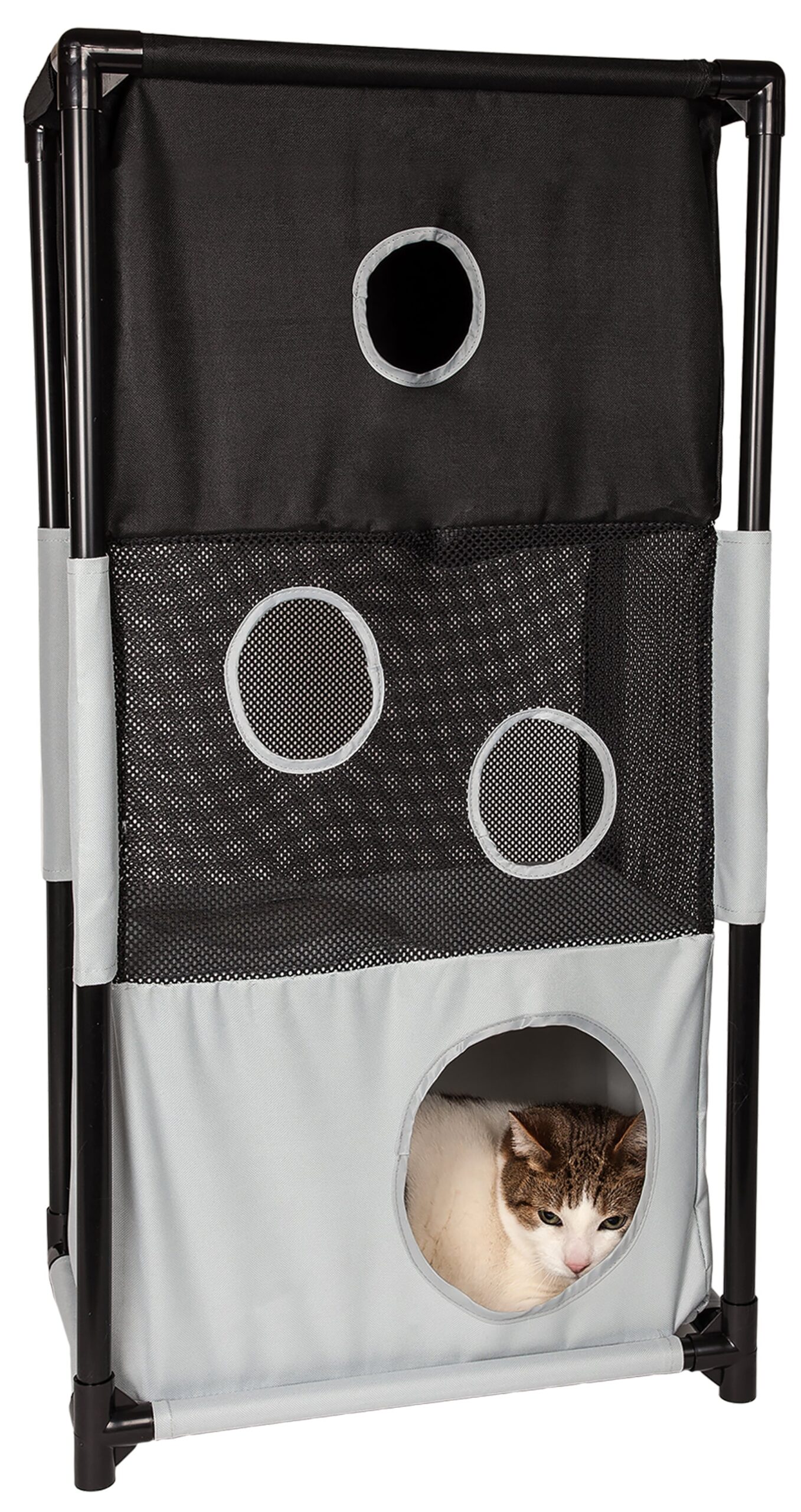 Pet Life ® 'Kitty-Square' Collapsible Travel Interactive Kitty Cat Tree Maze House Lounger Tunnel Lounge - Image 2