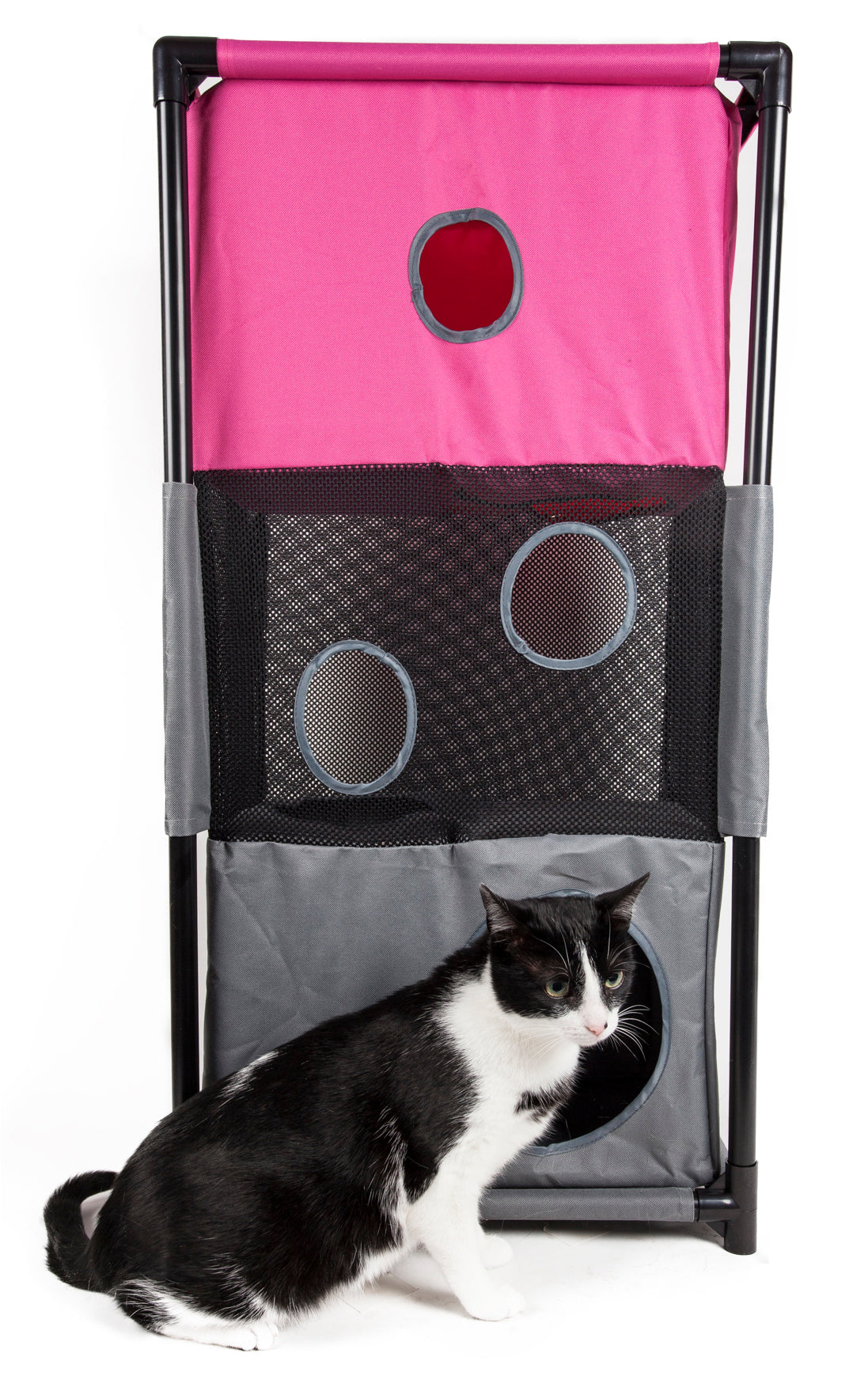 Pet Life ® 'Kitty-Square' Collapsible Travel Interactive Kitty Cat Tree Maze House Lounger Tunnel Lounge - Image 11