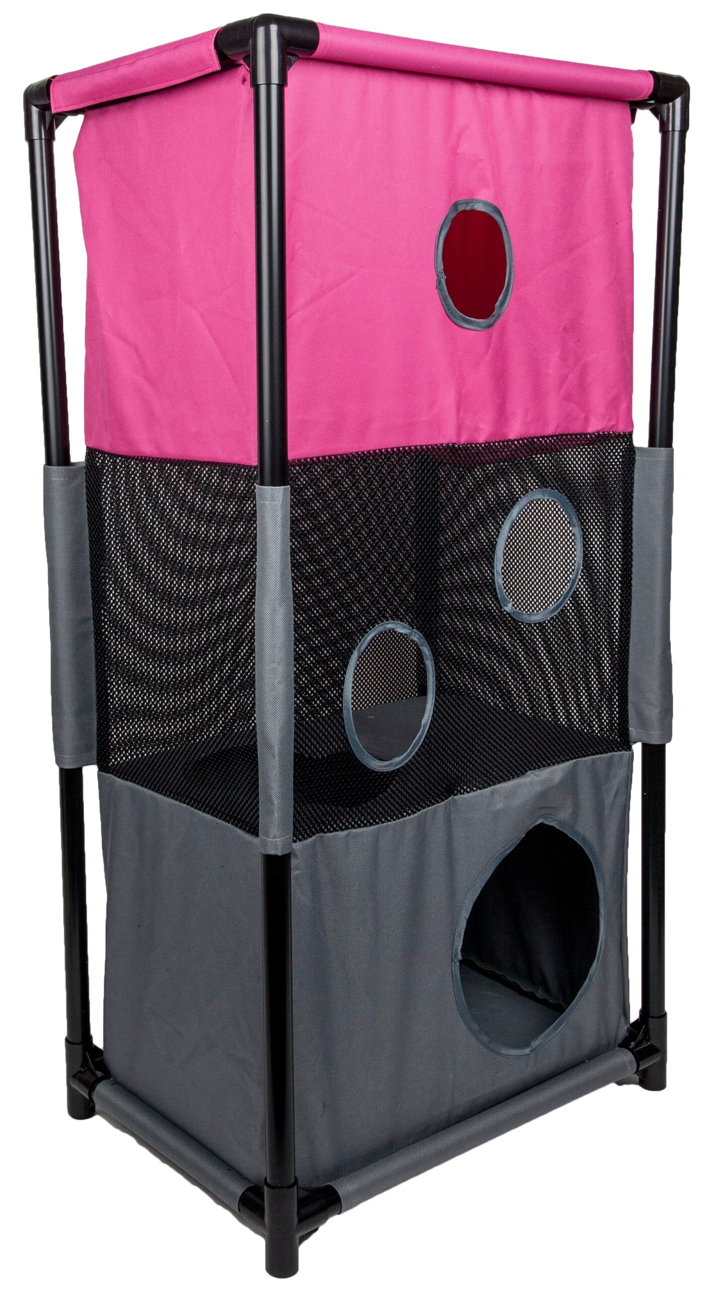 Pet Life ® 'Kitty-Square' Collapsible Travel Interactive Kitty Cat Tree Maze House Lounger Tunnel Lounge - Image 12
