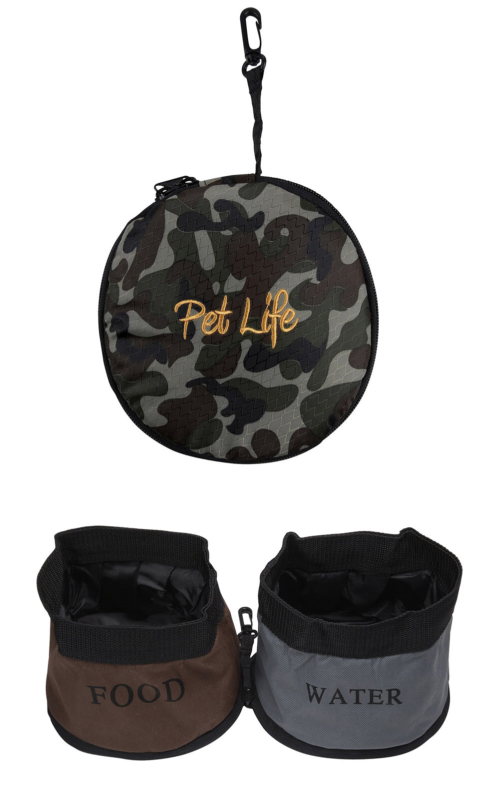 Pet Life ® 'Dual Folding' Waterproof Food and Water Collapsible Folding Travel Pet Cat Dog Bowl Feeder Waterer Fountain