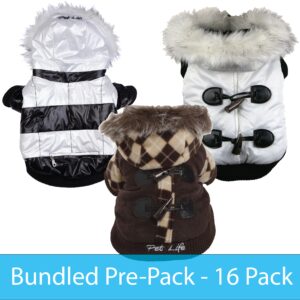 Pet Life ® Insulated Multi-Style Parka Dog Coat Bundle – 16 Pack