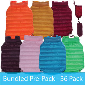 Pet Life ® Sporty Avalanche Light-Folding Adjustable Dog Coat w/ Pop Hood – 36 Pack