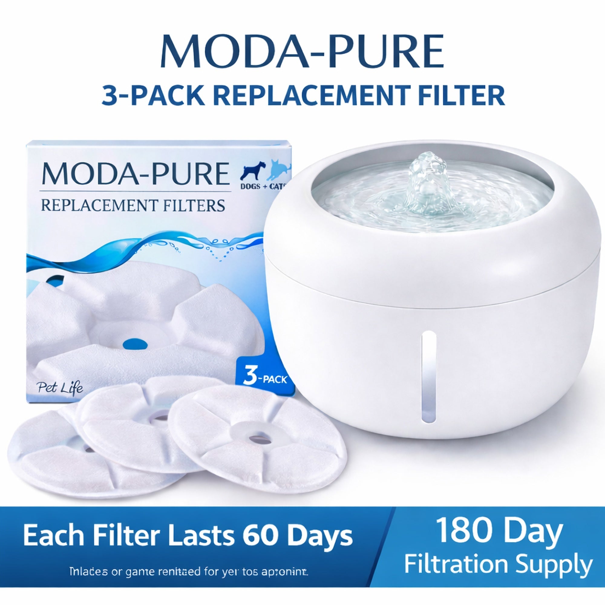 Pet Life ® 'Moda-Pure' Filtered Dog and Cat Fountain - Replacement Filters - 3 Pack - Image 3