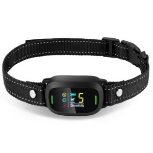Pet Life ® Barkomatic LED 5-Level Sensitivity and 6-Step Automated Beep Vibration and Stimulation Anti-Bark Dog Collar