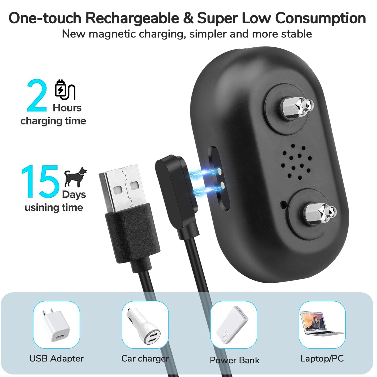 Pet Life ® Digi-Bark LED 5-Level Sensitivity and 6-Step Automated Beep Vibration and Stimulation Anti-Bark Dog Collar - Image 3