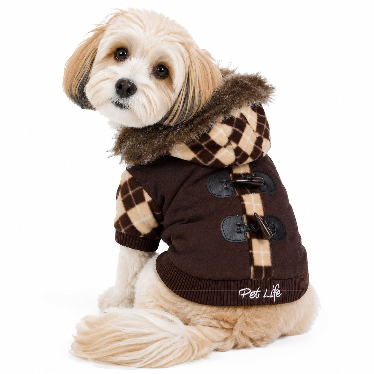 Pet Life ® 'Aygyle Style' 3M Insulated Designer Patterned Suede Dog Coat w/ Removable Hood - Image 2