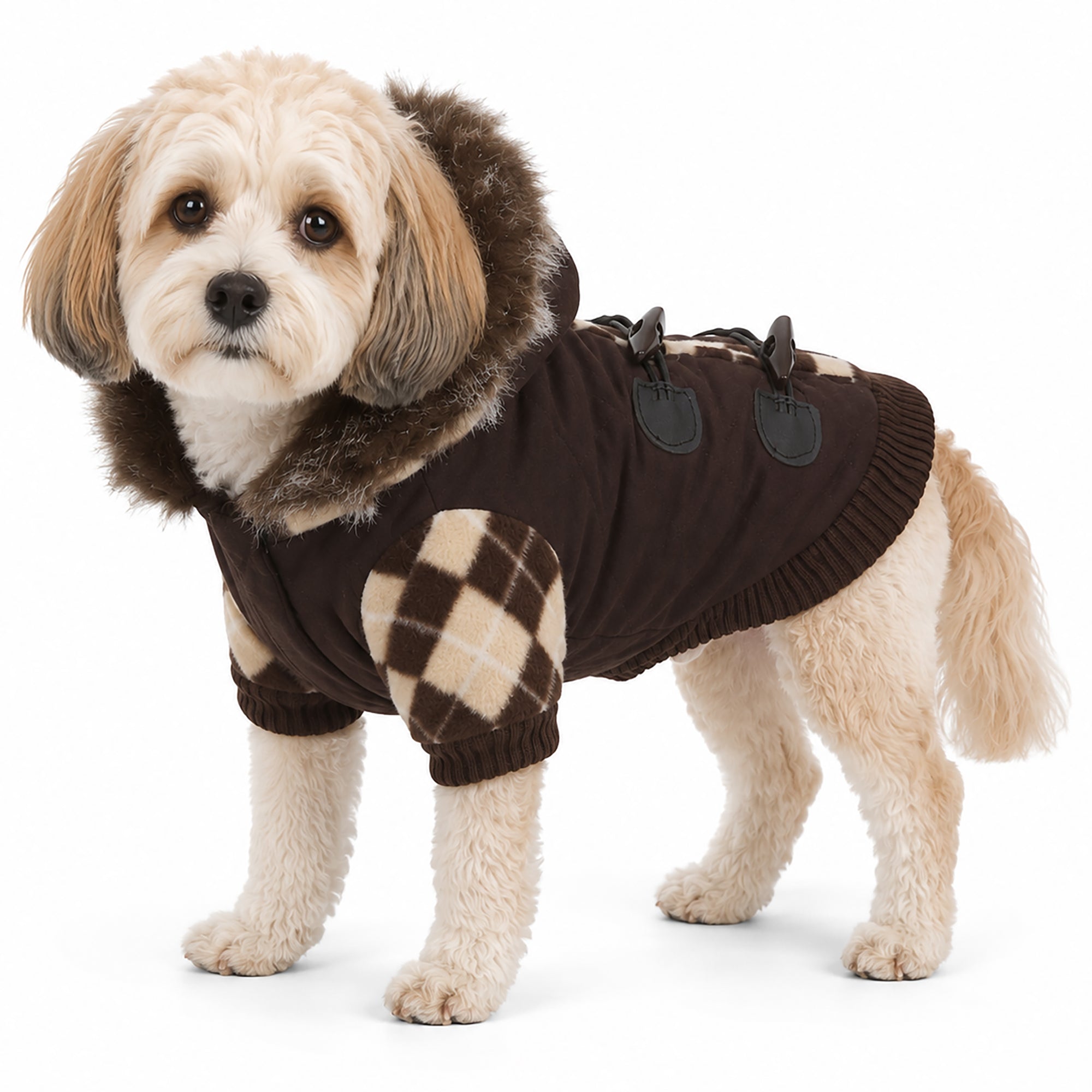 Pet Life ® 'Aygyle Style' 3M Insulated Designer Patterned Suede Dog Coat w/ Removable Hood - Image 5