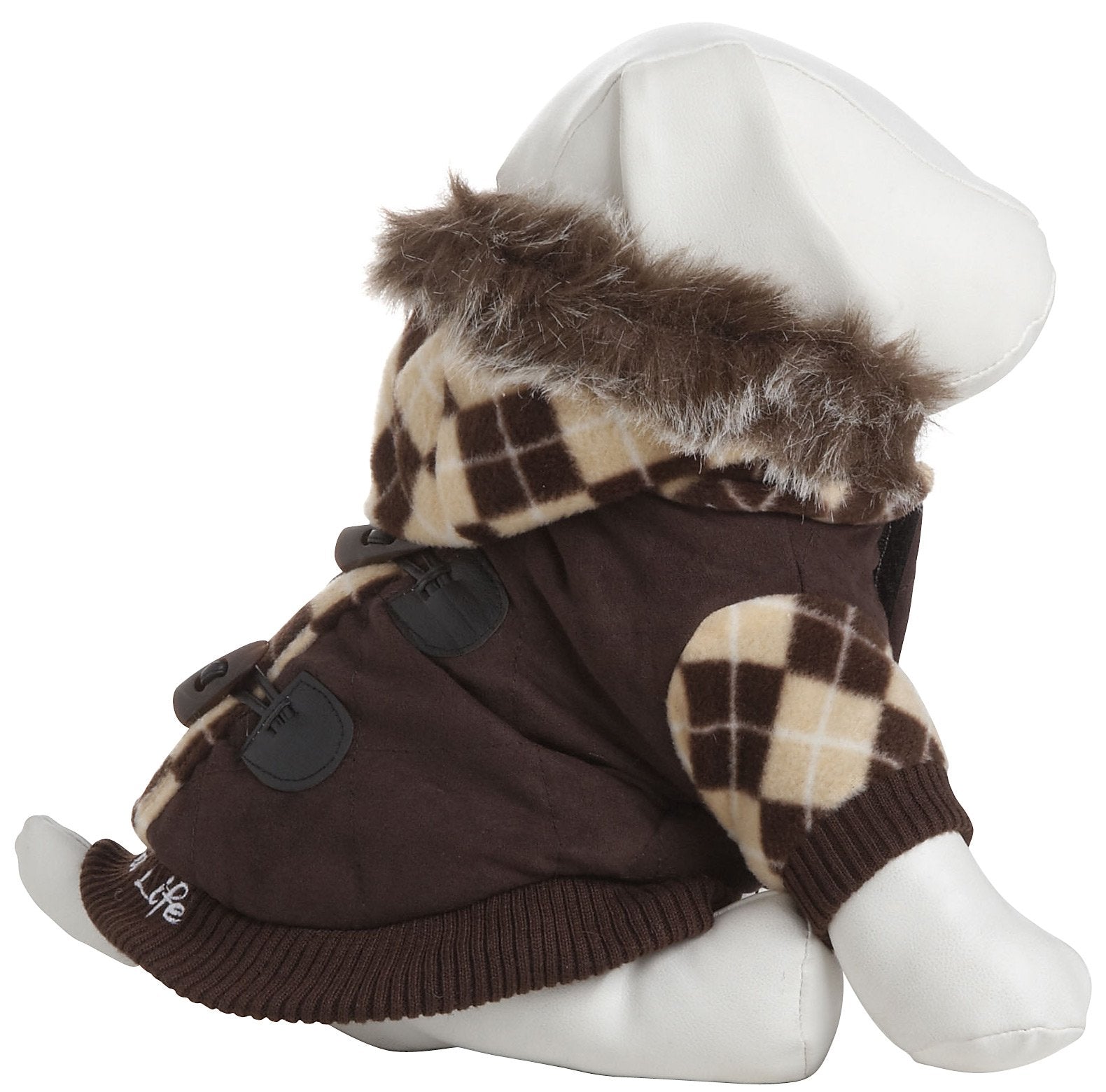 Pet Life ® 'Aygyle Style' 3M Insulated Designer Patterned Suede Dog Coat w/ Removable Hood - Image 7