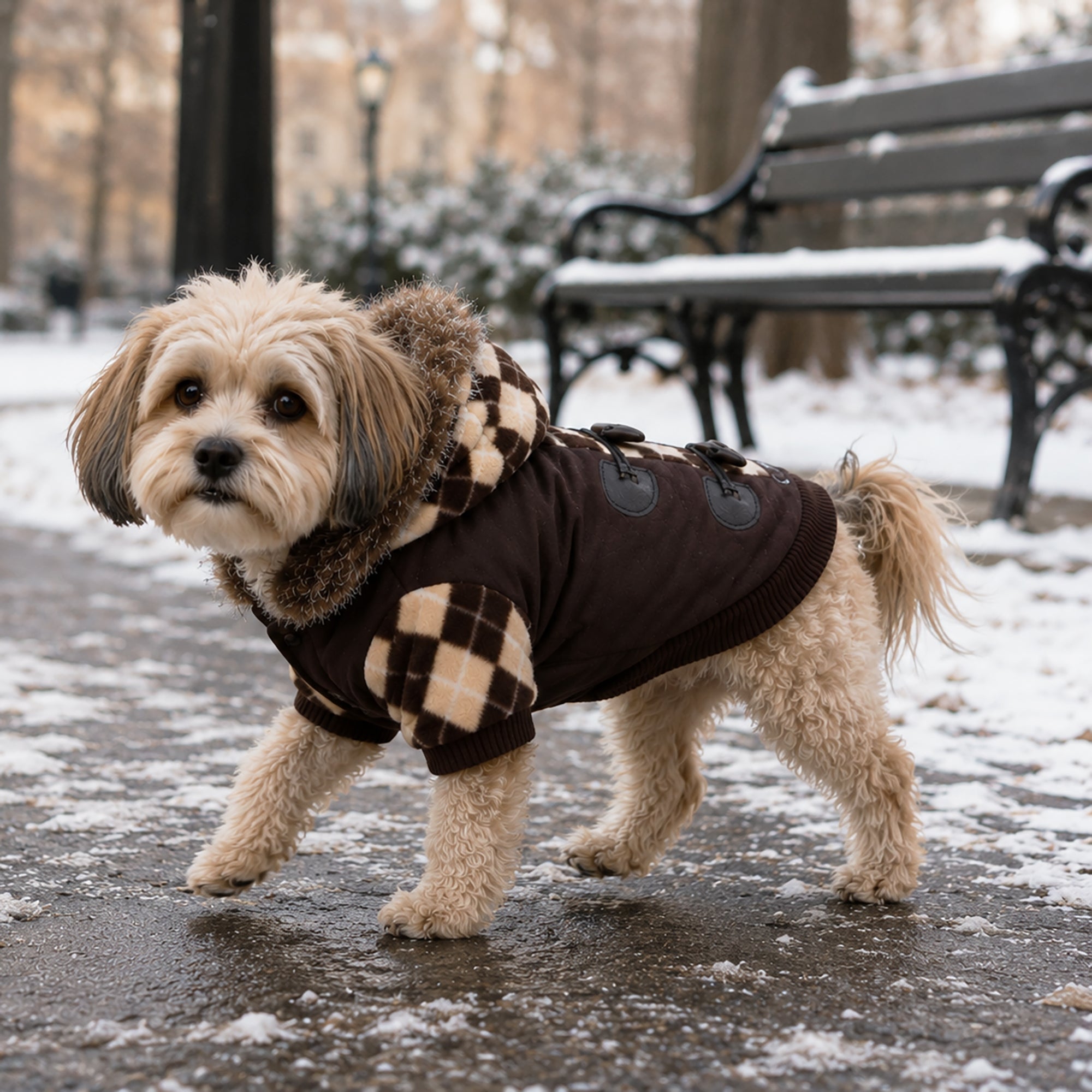 Pet Life ® 'Aygyle Style' 3M Insulated Designer Patterned Suede Dog Coat w/ Removable Hood - Image 8