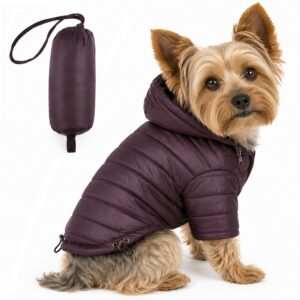 Pet Life ® Lightweight Adjustable and Collapsible 'Sporty Avalanche' Dog Coat w/ Pop-out Zippered Hood - Dark Cocoa Brown