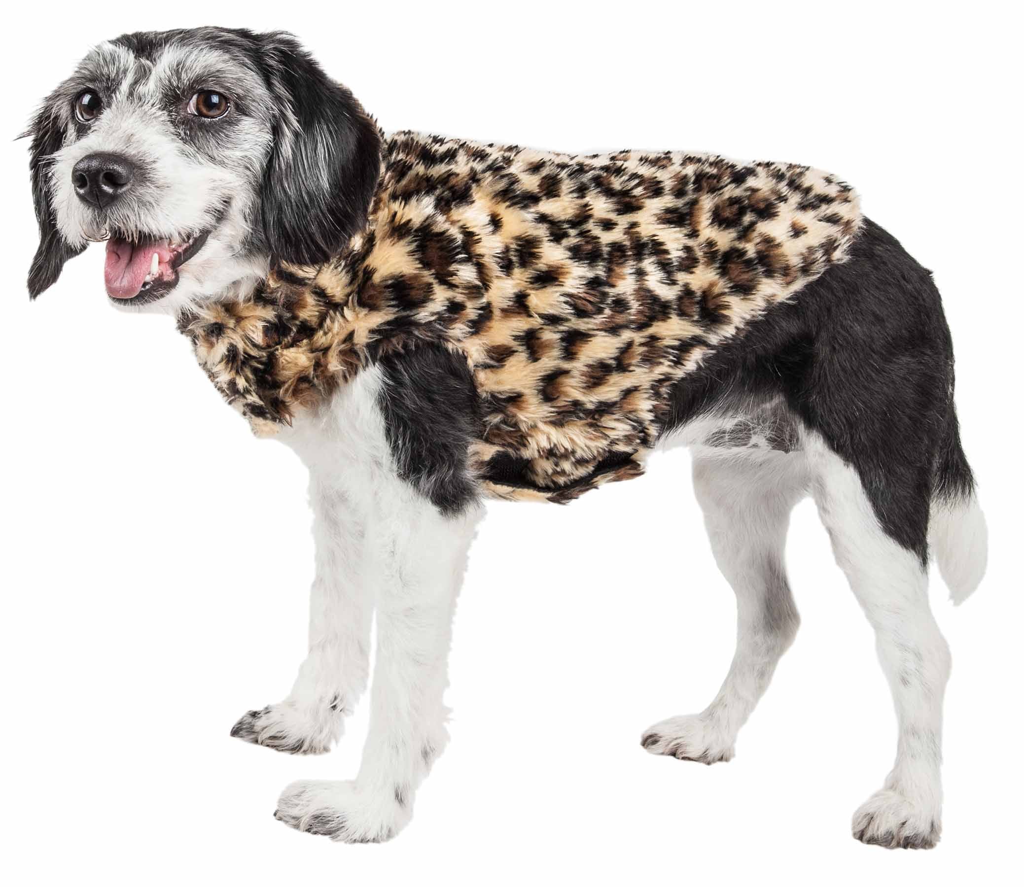 Pet Life ® Luxe 'Poocheetah' Ravishing Designer Spotted Cheetah Patterned Mink Fur Dog Coat Jacket - Image 2