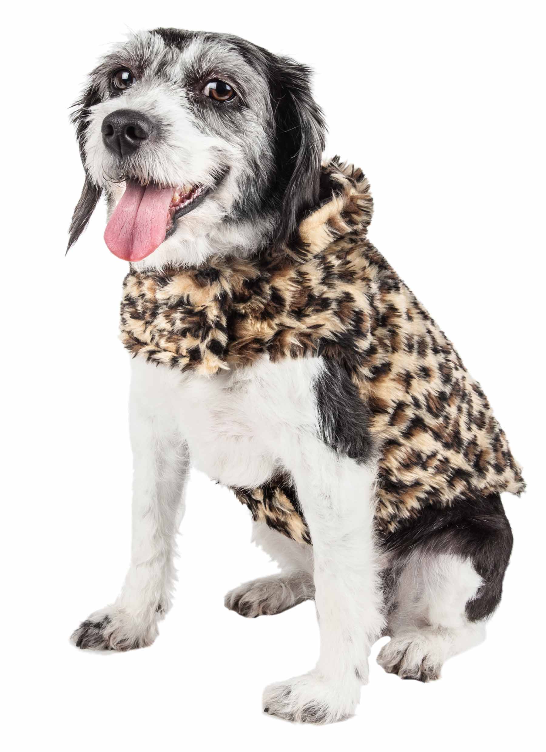 Pet Life ® Luxe 'Poocheetah' Ravishing Designer Spotted Cheetah Patterned Mink Fur Dog Coat Jacket - Image 3