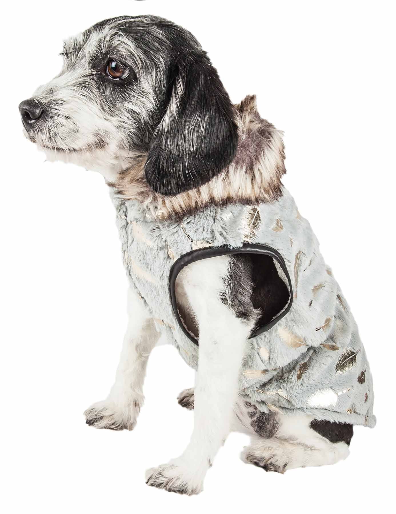 Pet Life ® Luxe 'Gold-Wagger' Gold-Leaf Designer Fur Dog Jacket Coat - Image 4
