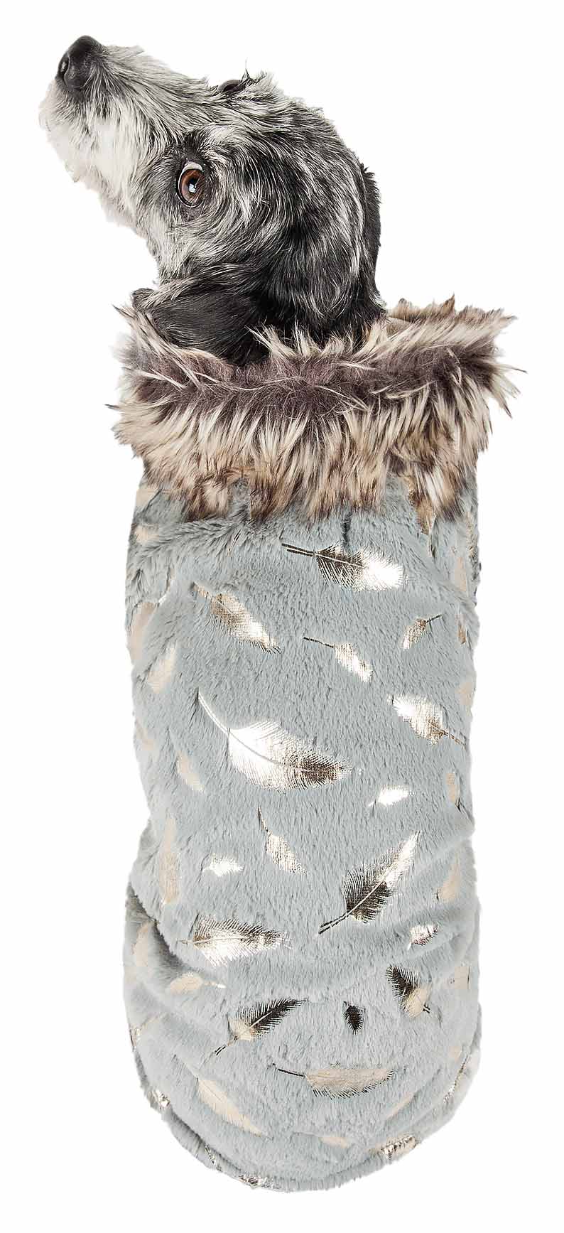Pet Life ® Luxe 'Gold-Wagger' Gold-Leaf Designer Fur Dog Jacket Coat - Image 5