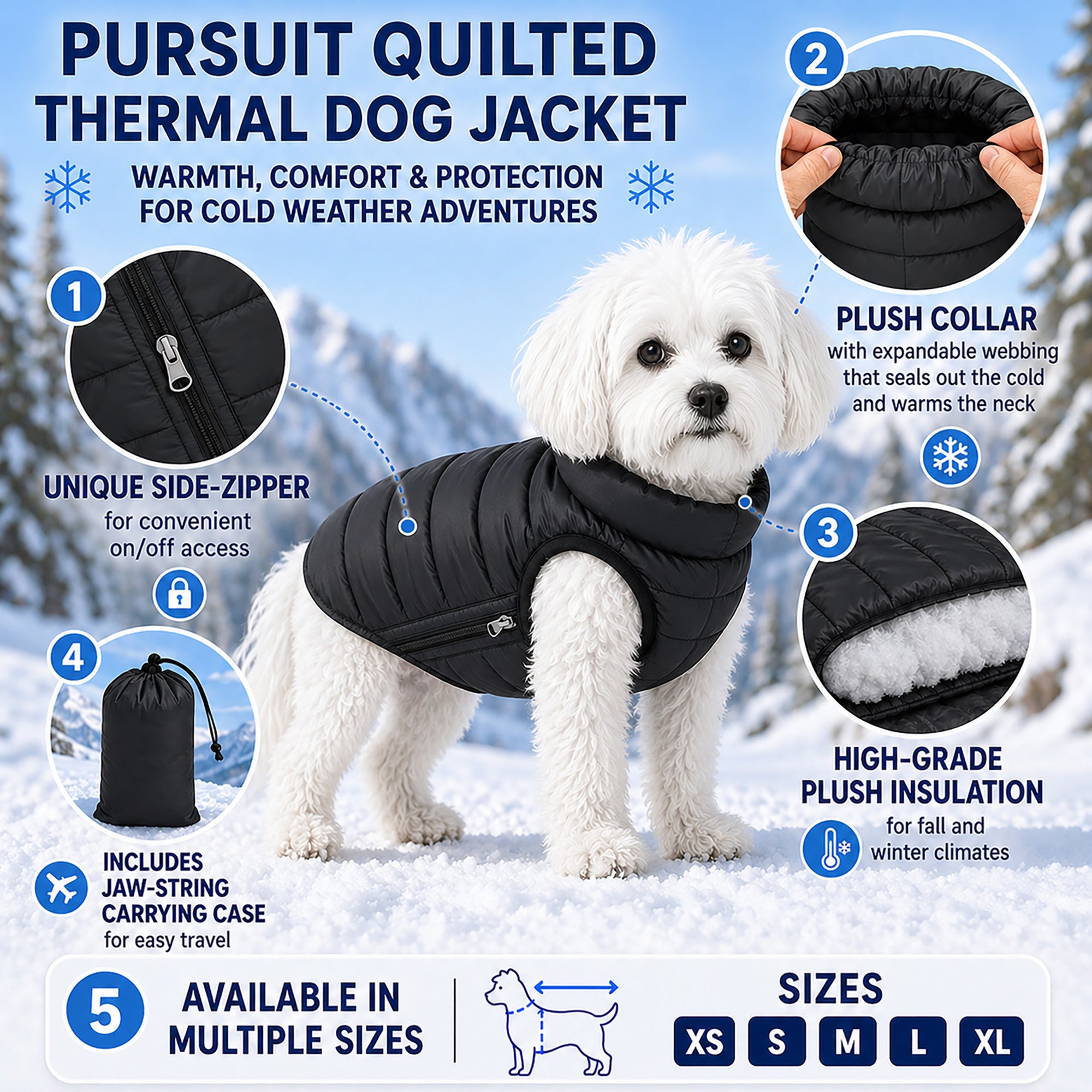 Pet Life ® 'Pursuit' Quilted Ultra-Plush Thermal Dog Jacket - Black - Image 3