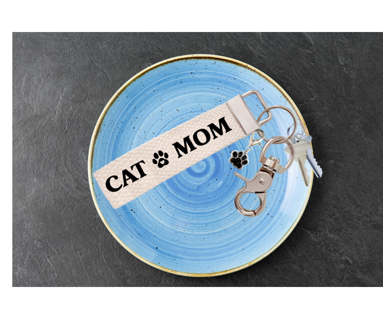 Keychain, Key chain, Cat Mom, Pet Lover Gift, Key Fob, with Removable Charm - Image 3