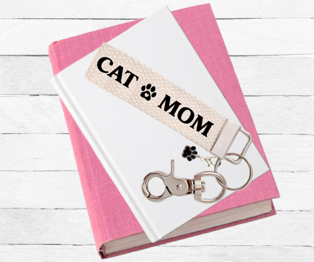 Keychain, Key chain, Cat Mom, Pet Lover Gift, Key Fob, with Removable Charm