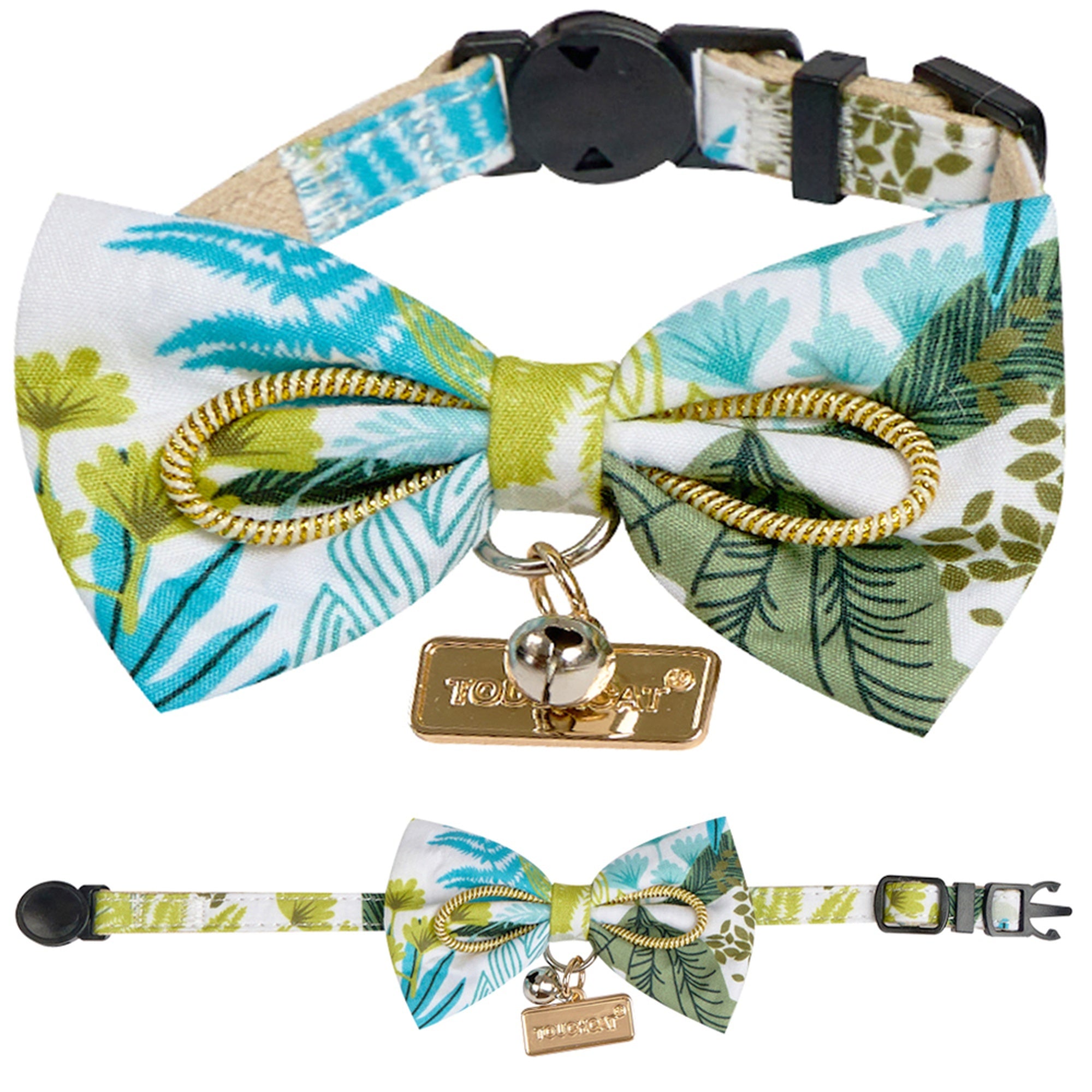 Touchcat ® Tropical Patterned Designer Cat Collar with Bow - Image 3