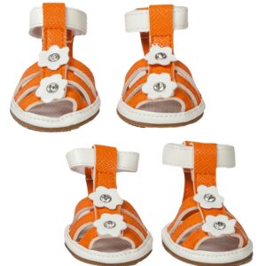 Pet Life ® 'Buckle-Supportive' PVC Waterproof Pet Dog Shoes Sandals - Set Of 4