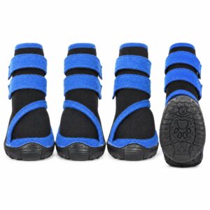 Pet Life ® 'Performance-Coned' Premium Stretch High Ankle Support Dog Shoes - Set Of 4 - Black/Blue