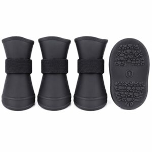 Pet Life ® Elastic Protective Multi-Usage All-Terrain Rubberized Dog Shoes - Set of 4 - Black