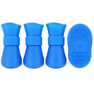 Pet Life ® Elastic Protective Multi-Usage All-Terrain Rubberized Dog Shoes - Set of 4 - Blue