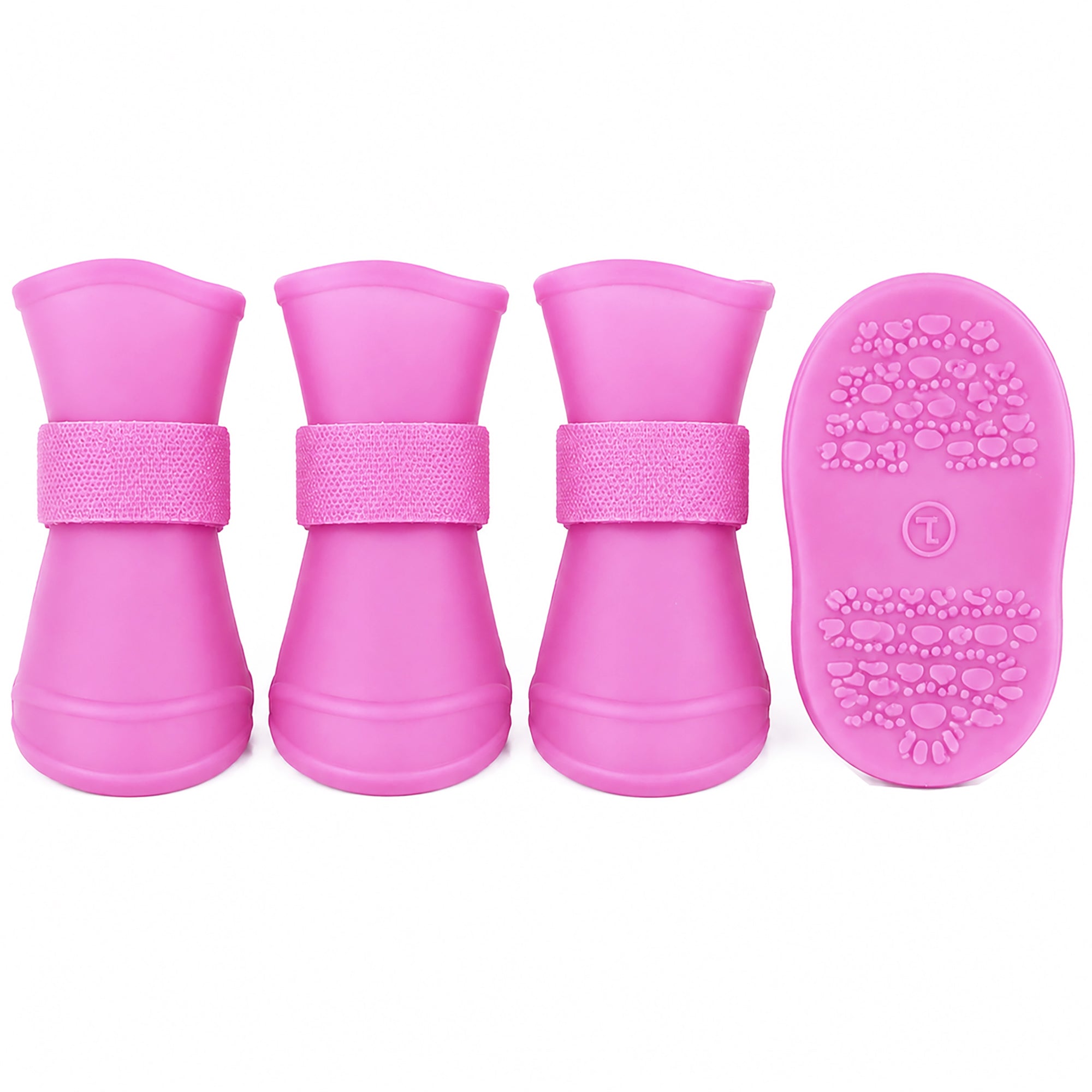 Pet Life ® Elastic Protective Multi-Usage All-Terrain Rubberized Dog Shoes - Set of 4 - Pink