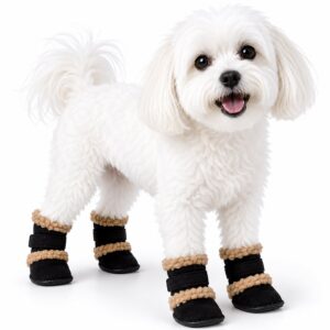 Pet Life ® 'Duggz' 3M Insulated Winter Fashion Dog Shoes Booties - Set of 4 - Black & Brown