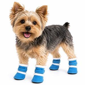 Pet Life ® 'Duggz' 3M Insulated Winter Fashion Dog Shoes Booties - Set of 4 - Blue & White