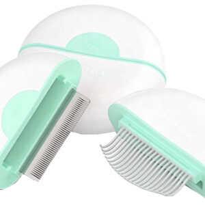 Pet Life ® 'LYNX' 2-in-1 Travel Connecting Grooming Pet Comb and Deshedder - Green