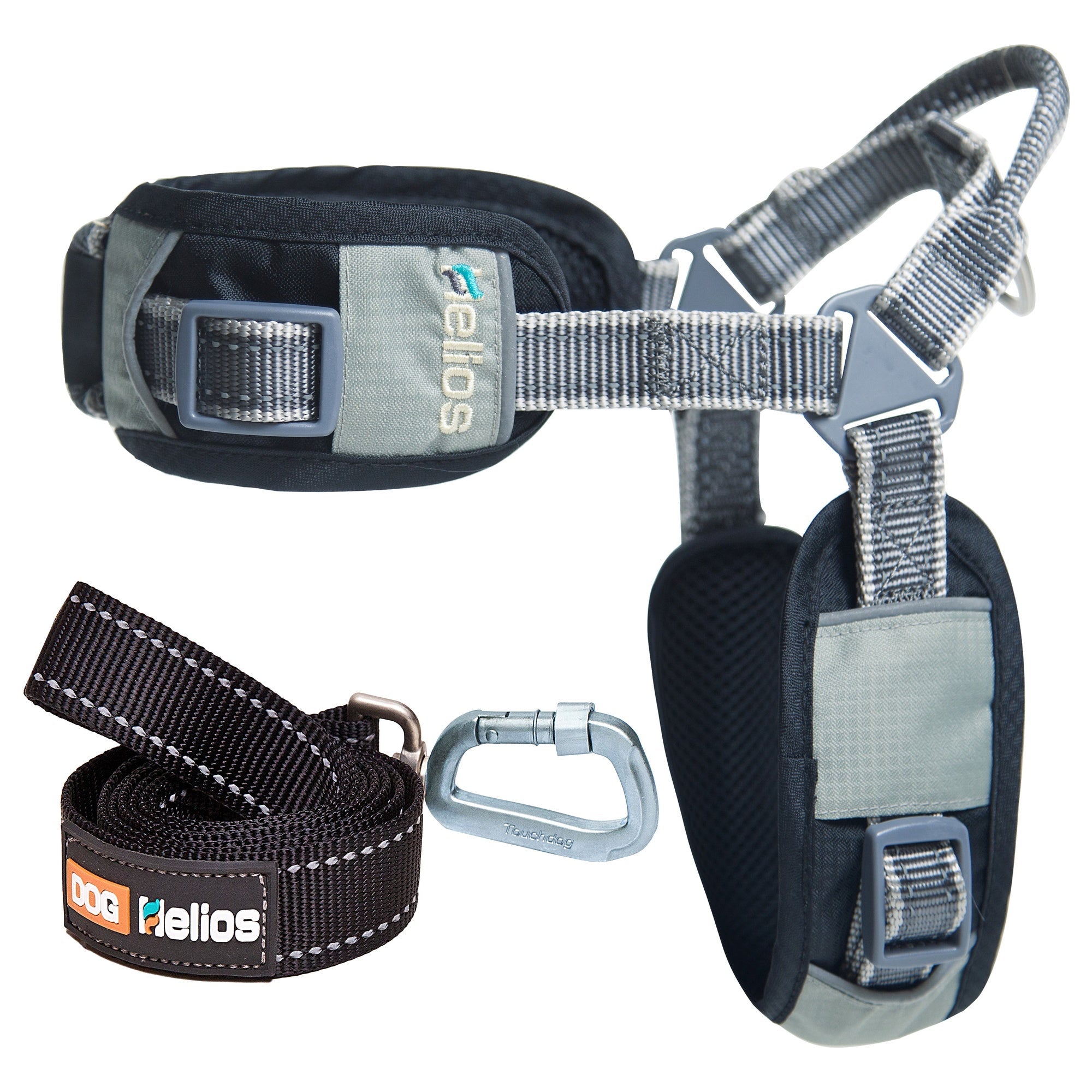 Dog Helios 'Geo-turf' Performance Adjustible and Reflective Dog Harness and Leash - Black