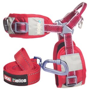 Dog Helios 'Geo-turf' Performance Adjustible and Reflective Dog Harness and Leash - Red