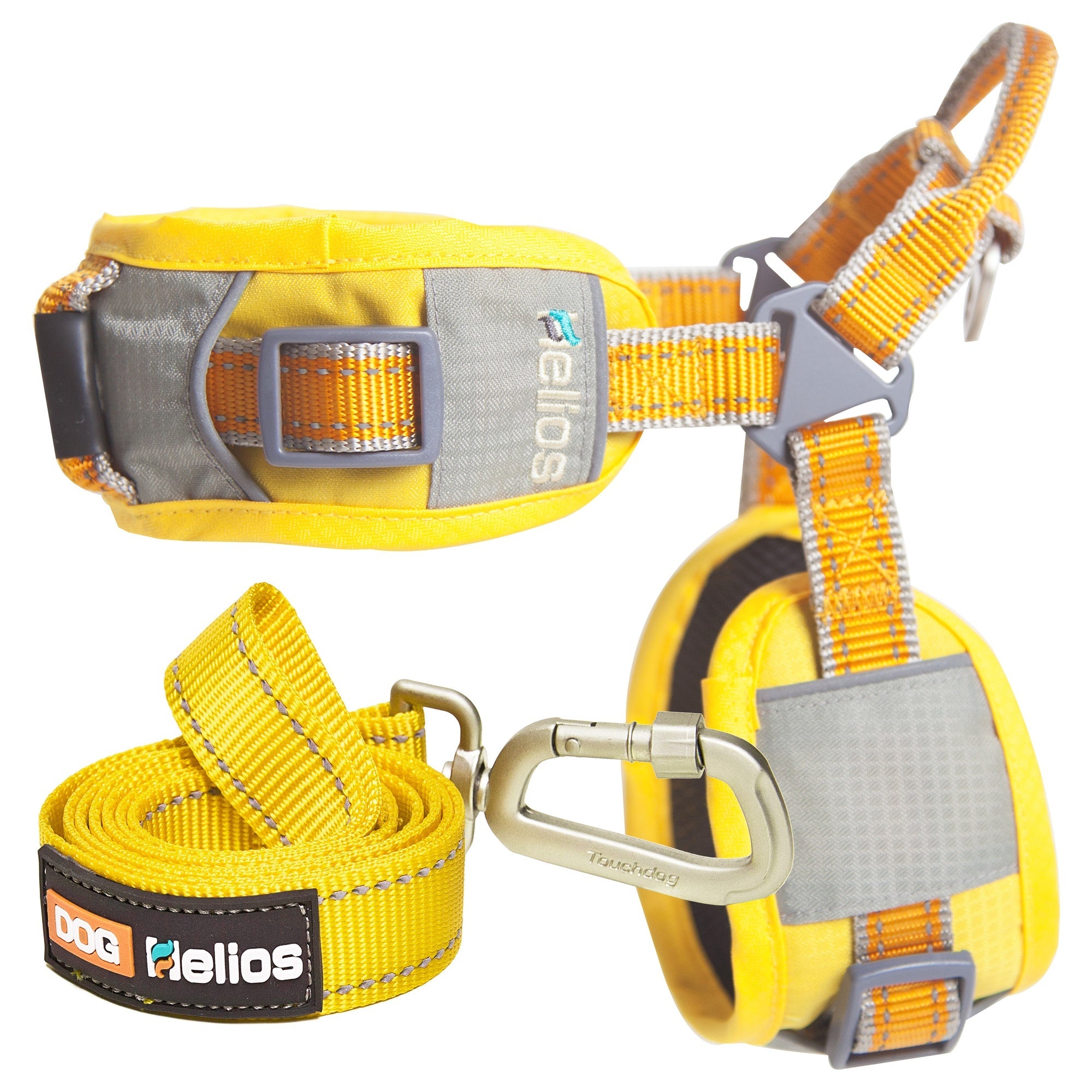 Dog Helios 'Geo-turf' Performance Adjustible and Reflective Dog Harness and Leash - Yellow - Image 2