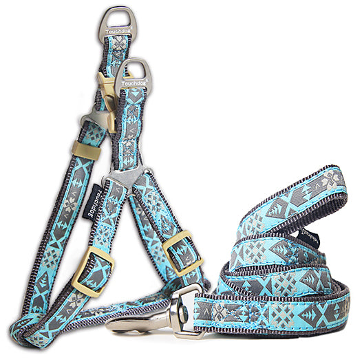 Touchdog 'Shape Patterned' Tough Stitched Dog Harness and Leash - Blue - Image 2