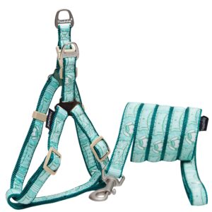 Touchdog 'Funny Bone' Tough Stitched Dog Harness and Leash - Green
