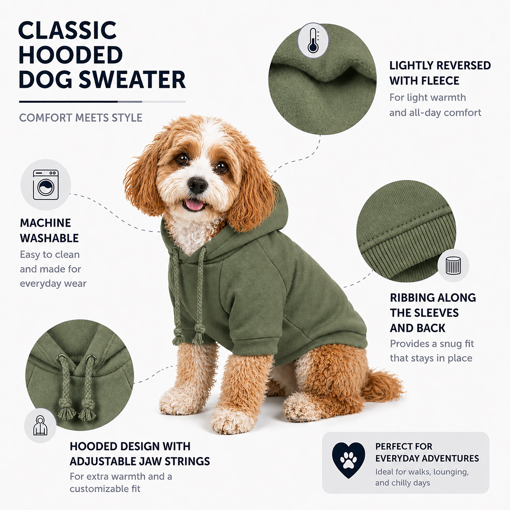Pet Life ® 'American Classic' Fashion Plush Cotton Hooded Dog Sweater - Green - Image 3