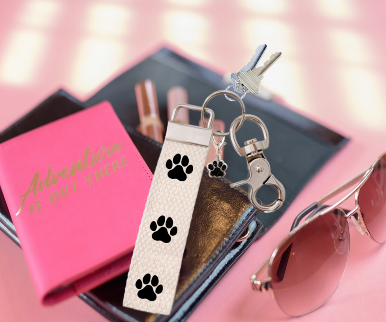 Key Fob Paws, Keychain, Dog Mom, Pet Lover Gift, KeyFob, with Removable Charm, Wristlet - Image 2