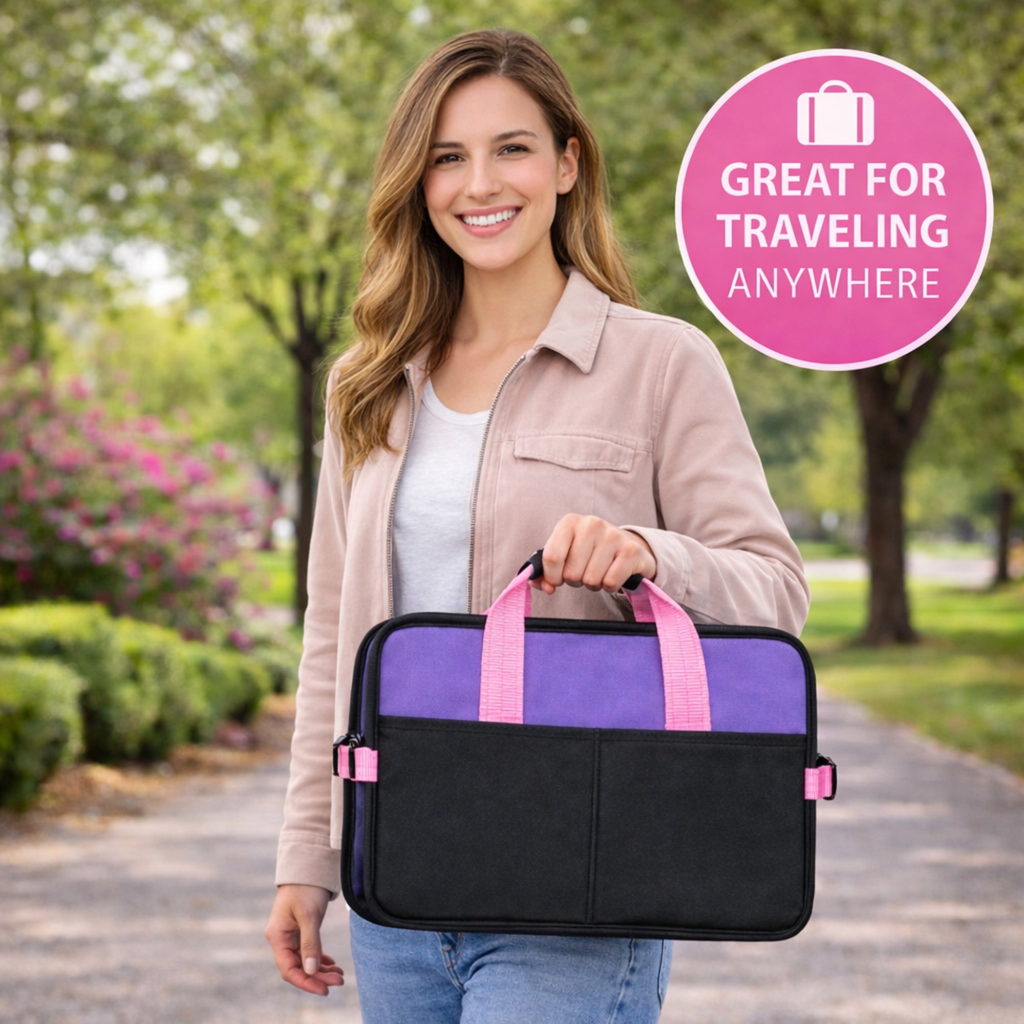 Pet Life ® 'Travel-Nest' Folding Travel Cat and Dog Bed - Purple, Pink - Image 4
