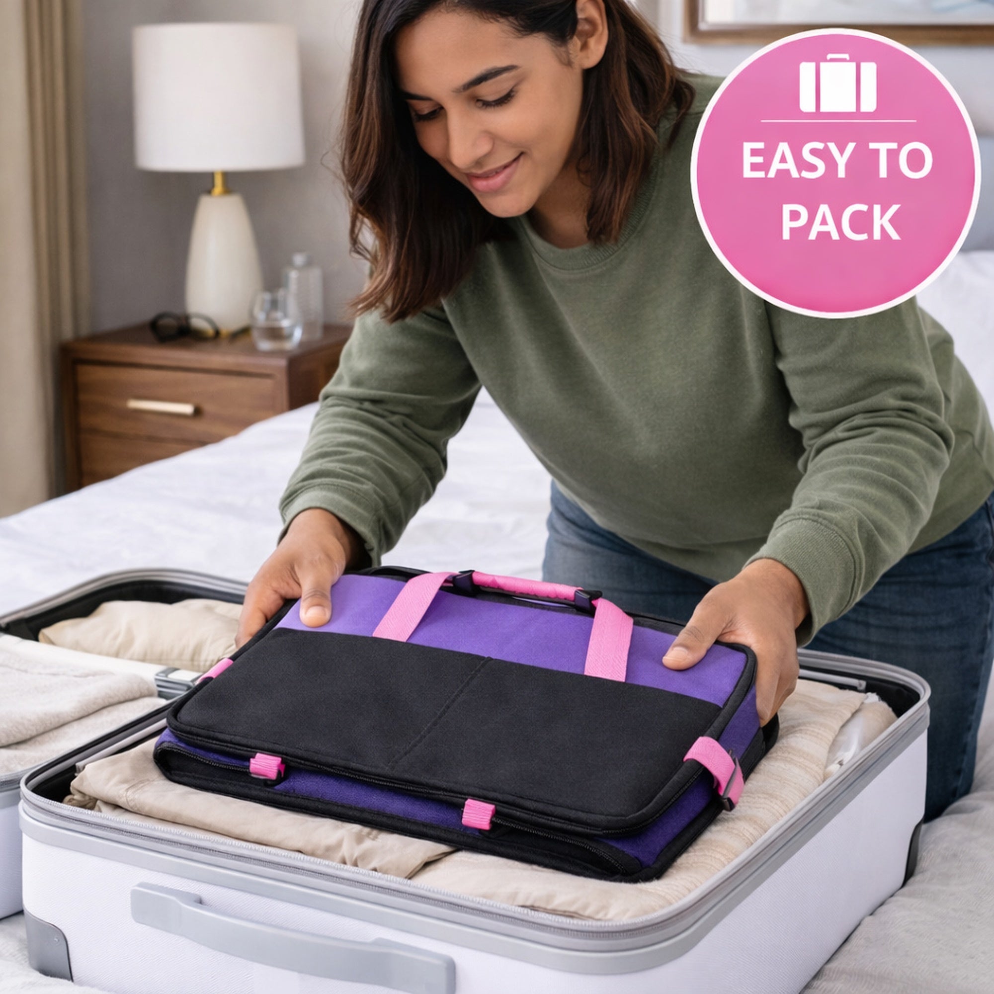 Pet Life ® 'Travel-Nest' Folding Travel Cat and Dog Bed - Purple, Pink - Image 5