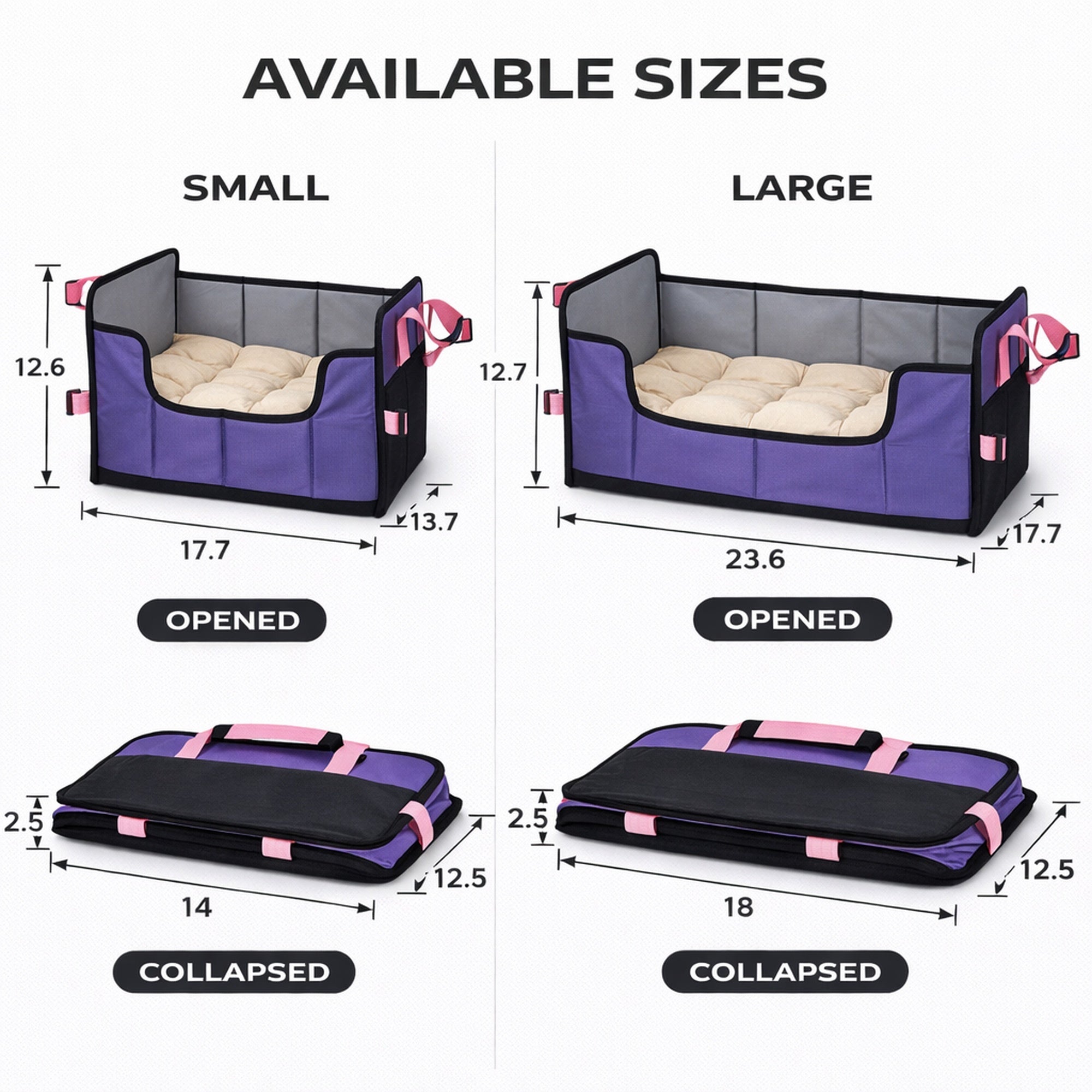 Pet Life ® 'Travel-Nest' Folding Travel Cat and Dog Bed - Purple, Pink - Image 7