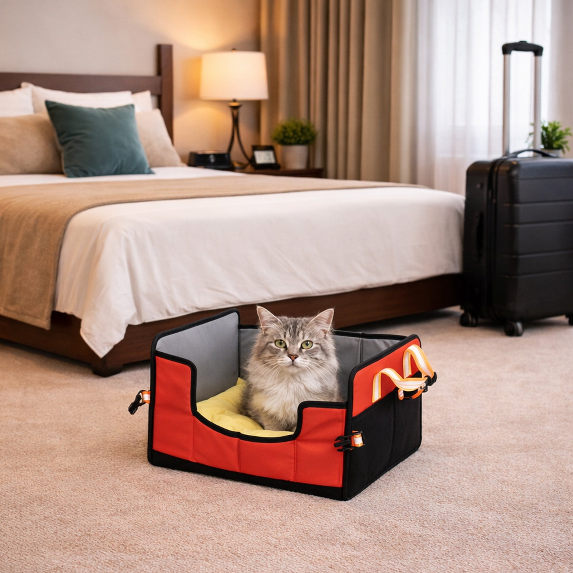 Pet Life ® 'Travel-Nest' Folding Travel Cat and Dog Bed - Red - Image 6