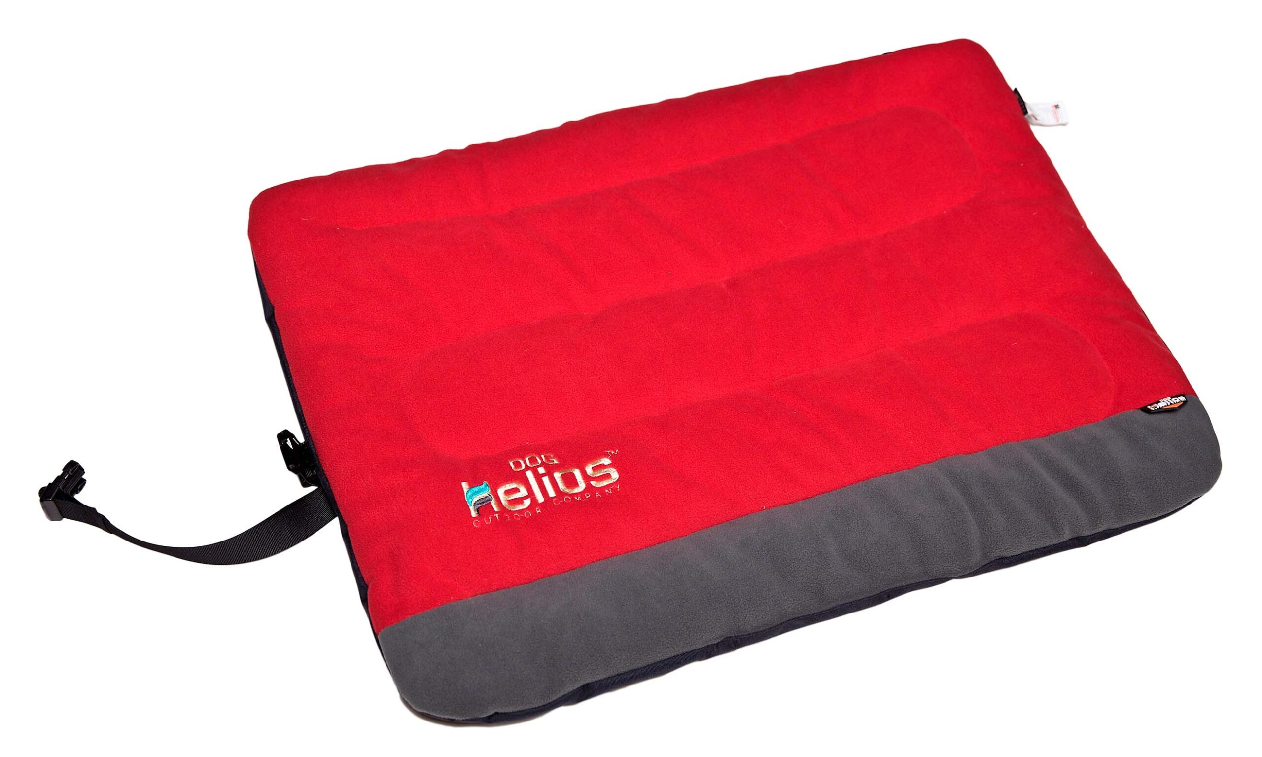 Dog Helios ® 'Combat-Terrain' Cordura-Nyco Reversible Nylon and Polar Fleece Travel Camping Folding Pet Dog Bed Mat - Red, Grey