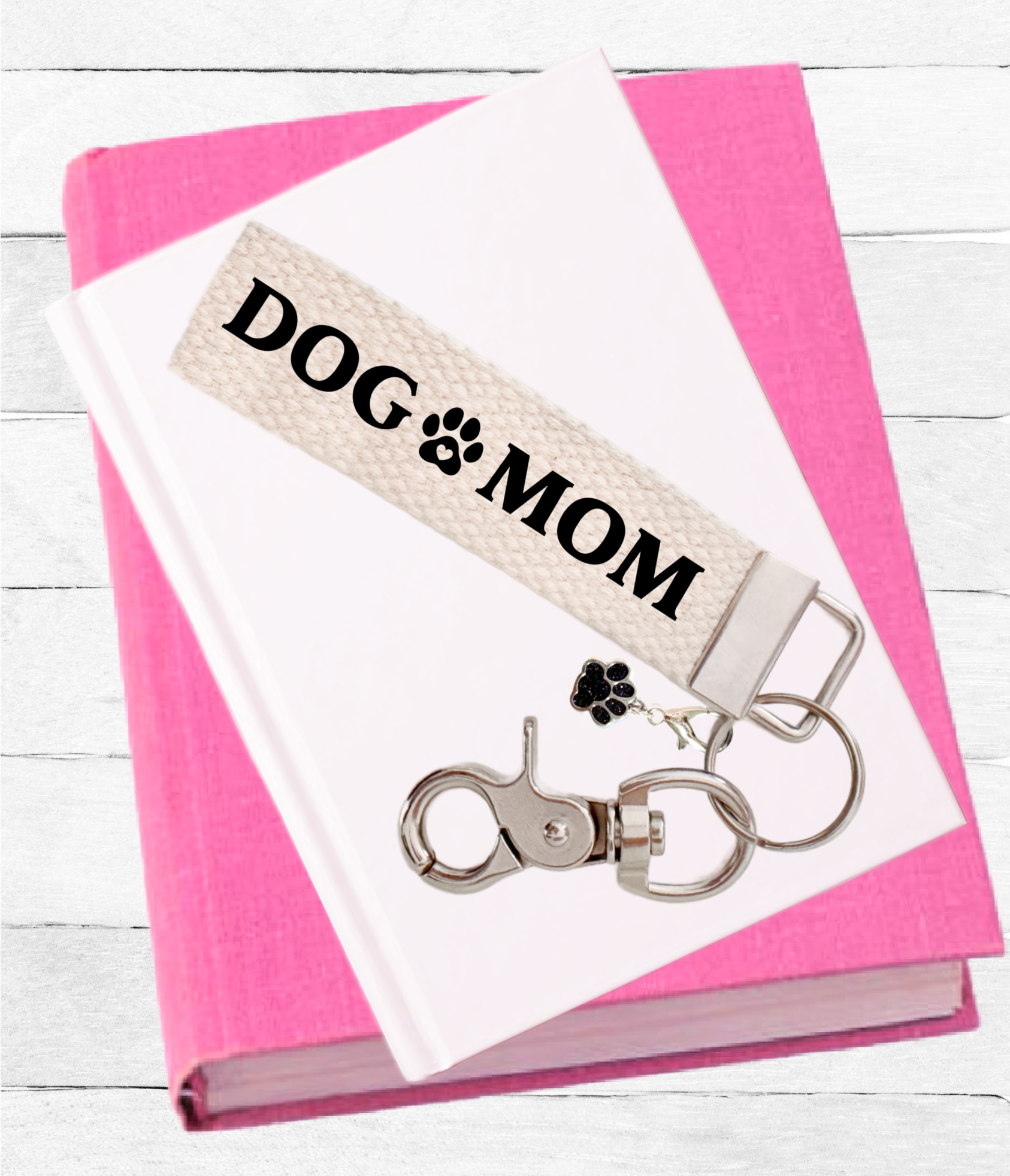 Keychain Paws, Key chain, Dog Mom, Pet Lover Gift, Key Fob, with Removable Charm, Wristlet