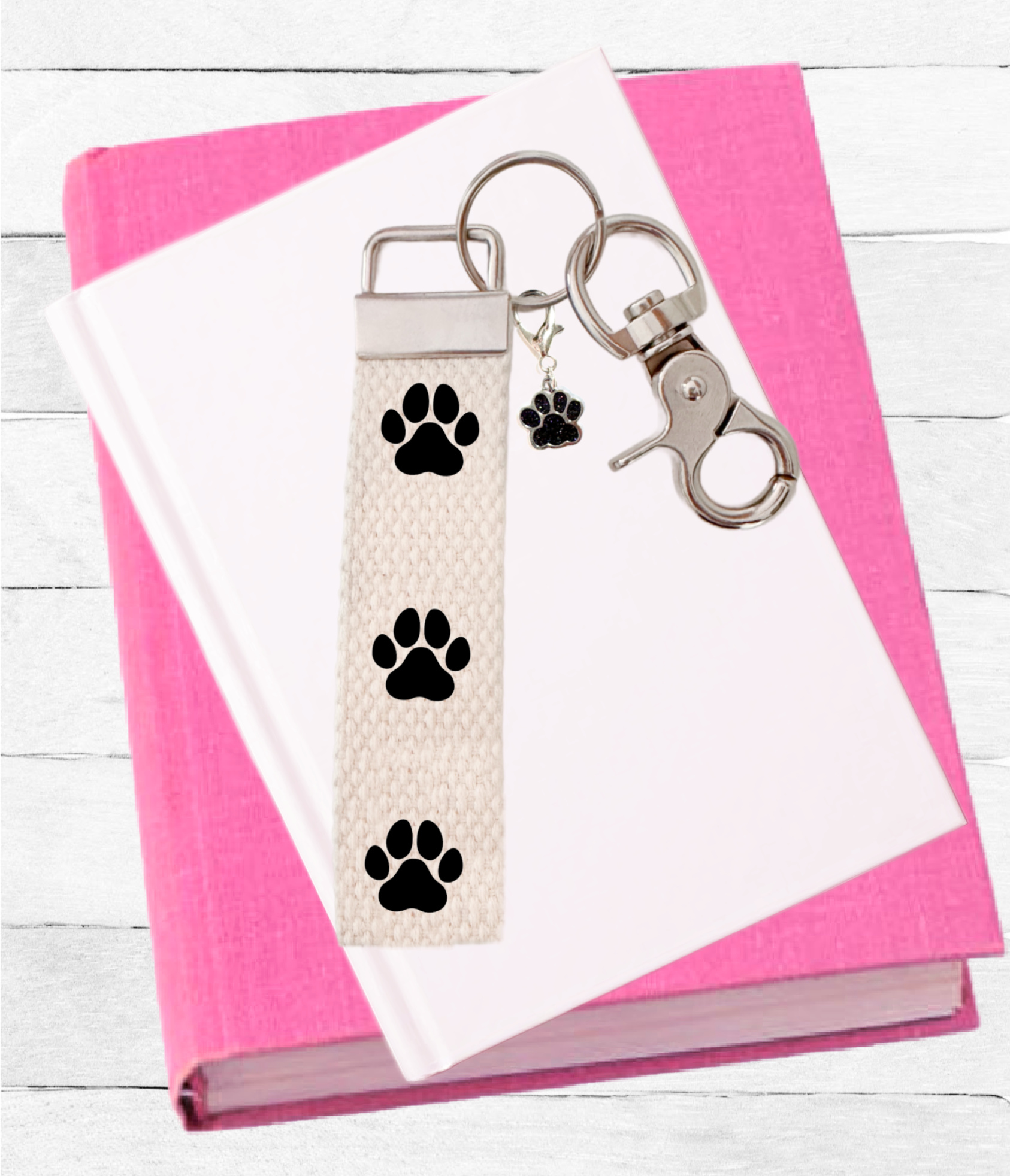Key Fob Paws, Keychain, Dog Mom, Pet Lover Gift, KeyFob, with Removable Charm, Wristlet