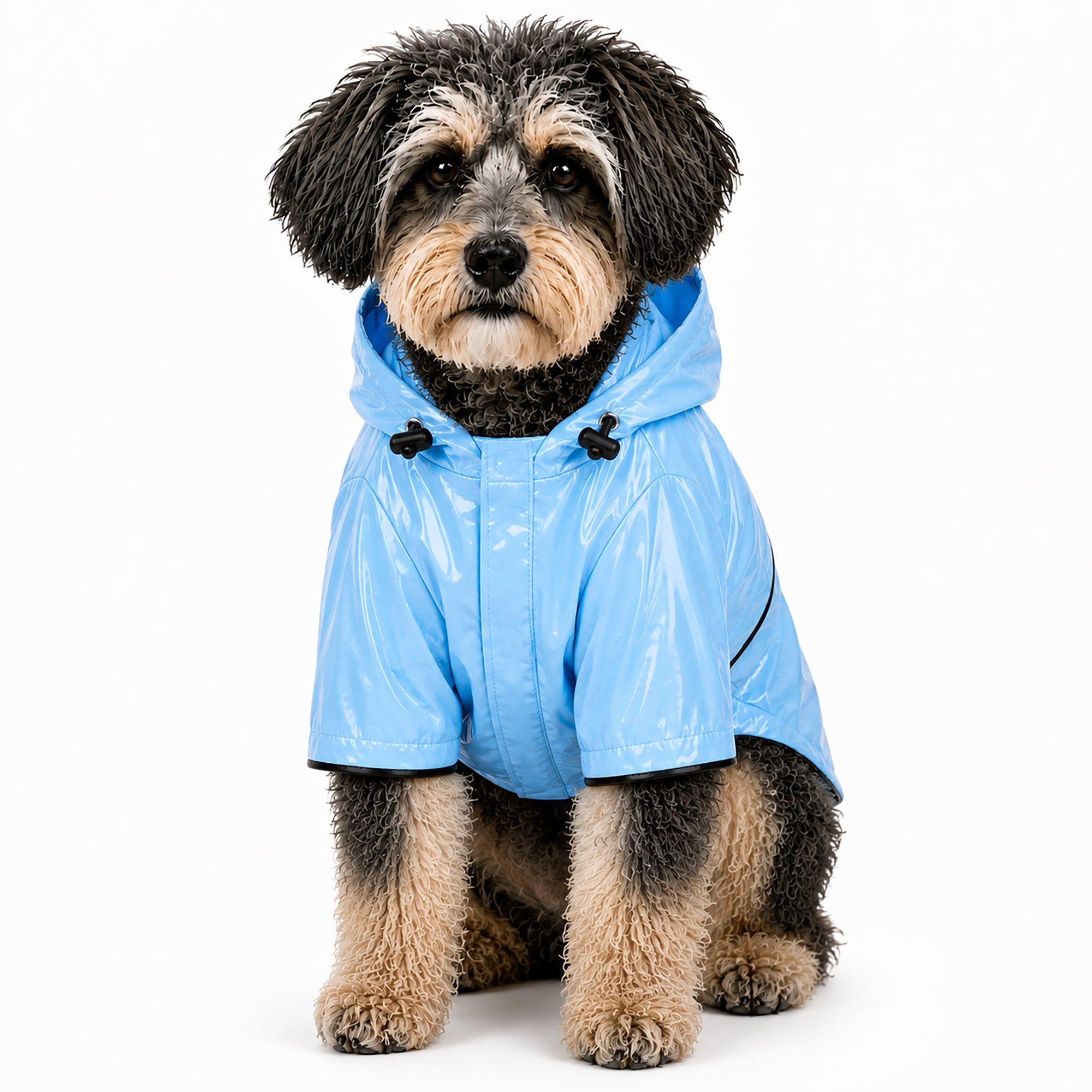 Pet Life ® 'Baby Blue' Waterproof Adjustable Dog Raincoat Jacket w/ Removable Hood - Image 6