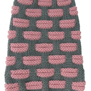 Pet Life ® Fashion Weaved Heavy Knit Designer Ribbed Turtle Neck Dog Sweater - Pink And Grey