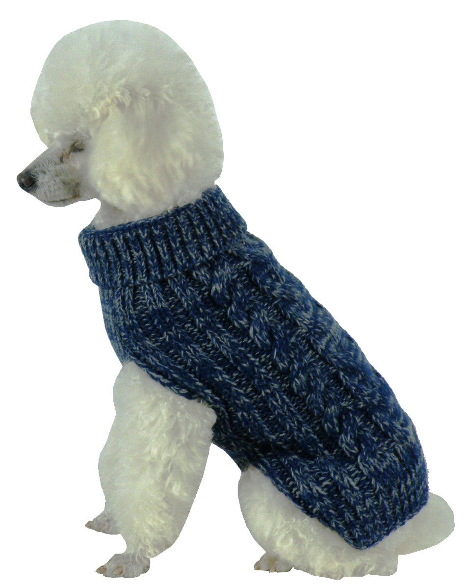 Pet Life ® Classical 'True Blue' Heavy Cable Knitted Ribbed Fashion Dog Sweater